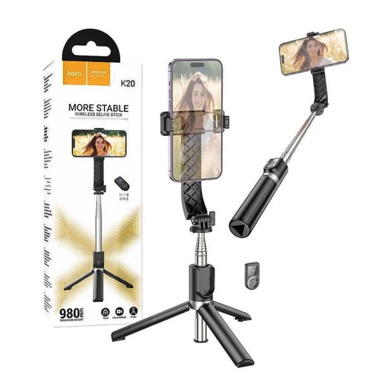 Tripé Selfie Stick Hoco K20 Prior com Controle Remoto Preto